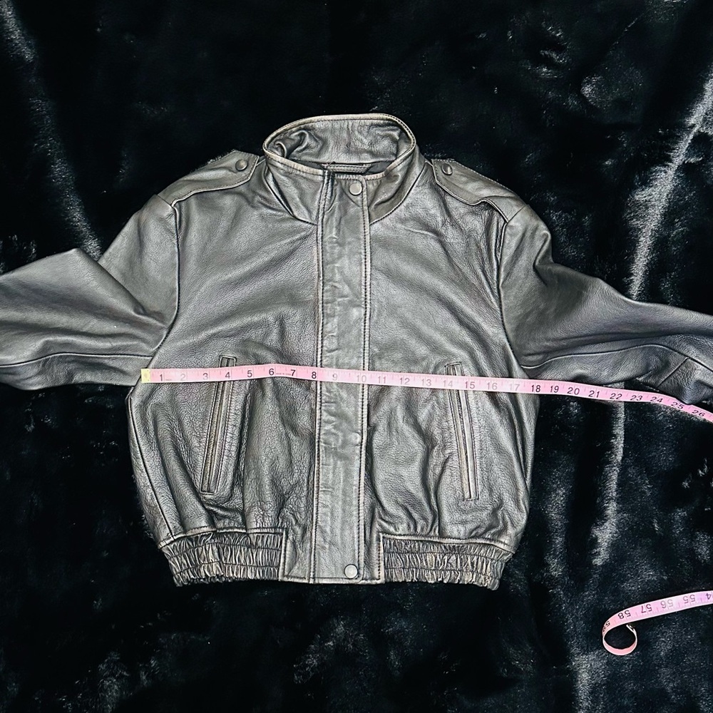 ZARA Black Leather Distressed Biker Jacket - Picture 8 of 16